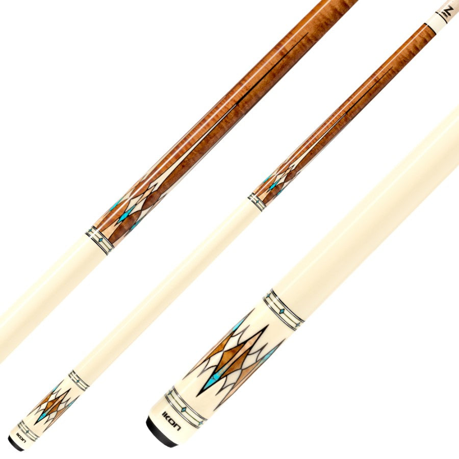 Billardqueue, Pool, Predator IKON 4-2, Uni-Loc, Centro Oberteil, schwarzer dünner Ring, 12,4 mm UL
