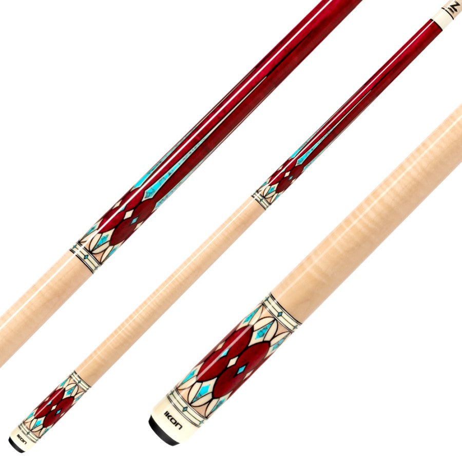 Billardqueue, Pool, Predator IKON 4-4, Uni-Loc, Centro Oberteil, schwarzer dünner Ring, 12,4 mm UL