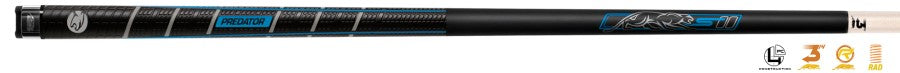 Billardqueue, Pool, Predator Sport 2 AMP SW, Radial, Centro Oberteil, schwarzer dünner Ring, 12,4 mm RAD