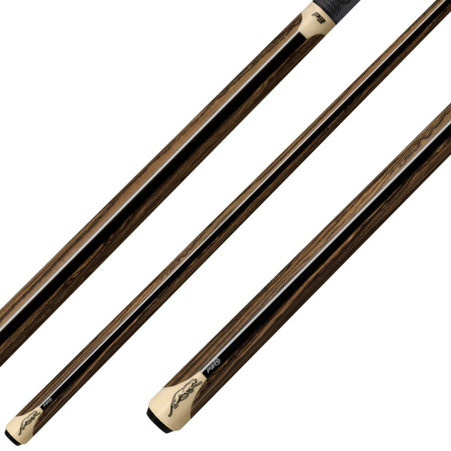 Billardqueue, Pool, P3 Revo Bocote NW, Uni-Loc, inkl. 8 inch QR2 Extension, Bocote, Centro Oberteil, schwarzer dünner Ring, 12,4 mm UL