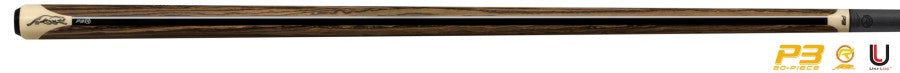Billardqueue, Pool, P3 Revo Bocote NW, Uni-Loc, inkl. 8 inch QR2 Extension, Bocote, Centro Oberteil, schwarzer dünner Ring, 12,4 mm UL
