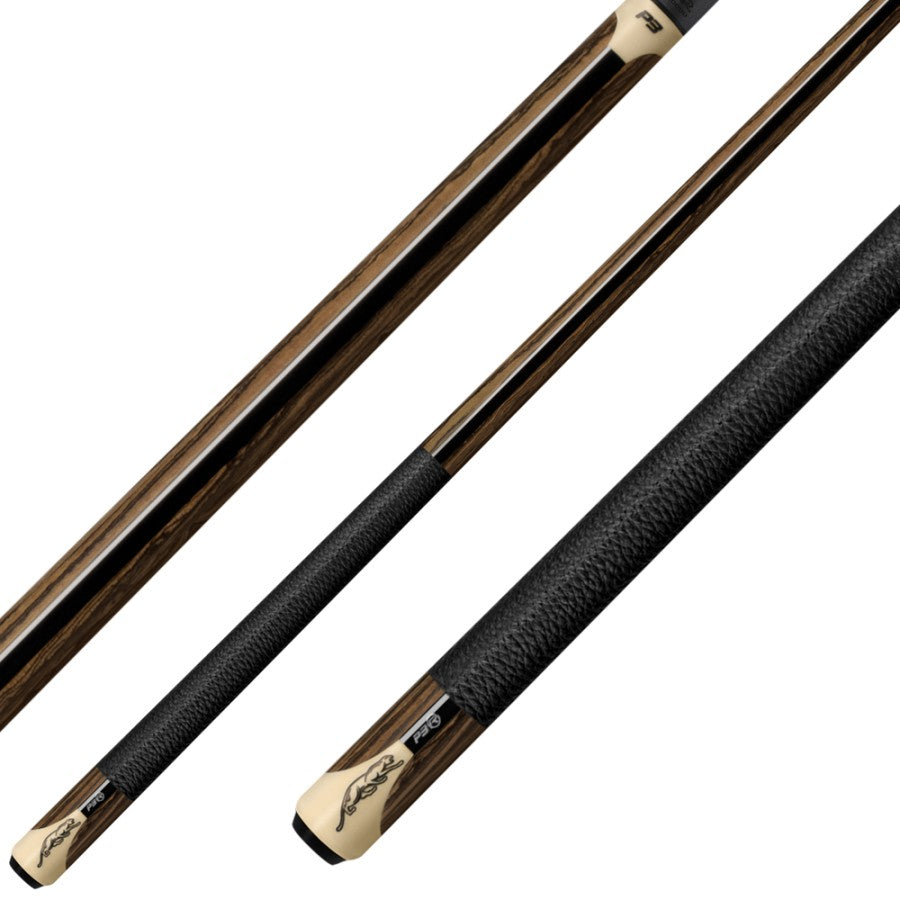 Billardqueue, Pool, P3 Revo Bocote LL, Uni-Loc, inkl. 8 inch QR2 extension, Bocote, Centro Oberteil, schwarzer dünner Ring, 12,4 mm UL