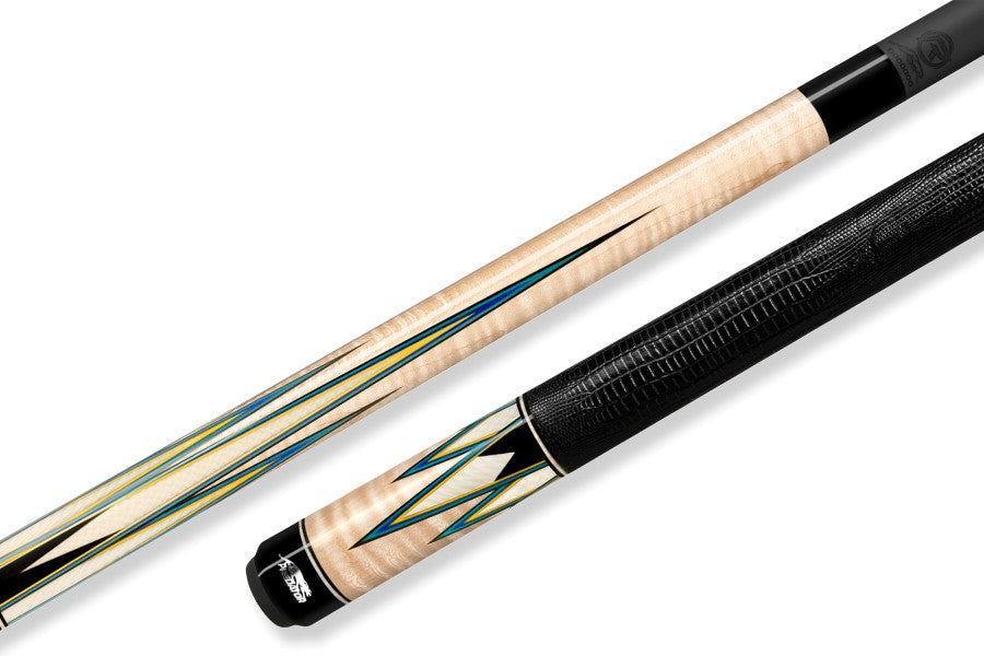 Billardqueue, Pool, Predator Truesplice-16 GEN2, curly maple, Radial, Centro Oberteil, schwarzer dünner Ring, 12,4 mm RAD
