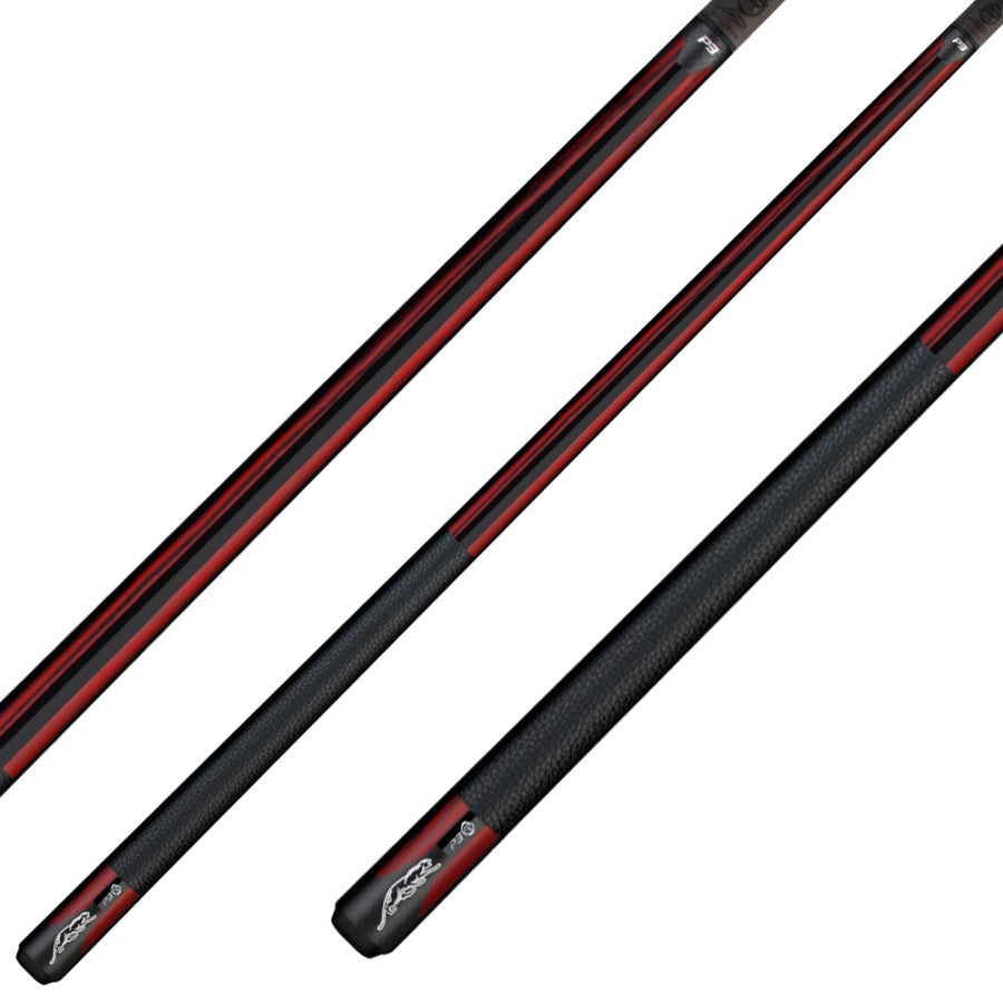 Billardqueue, Pool, Predator P3 Revo Red Tiger LL, Uni-Loc, Z-3 Oberteil, schwarzer dünner Ring, 30 inch UL