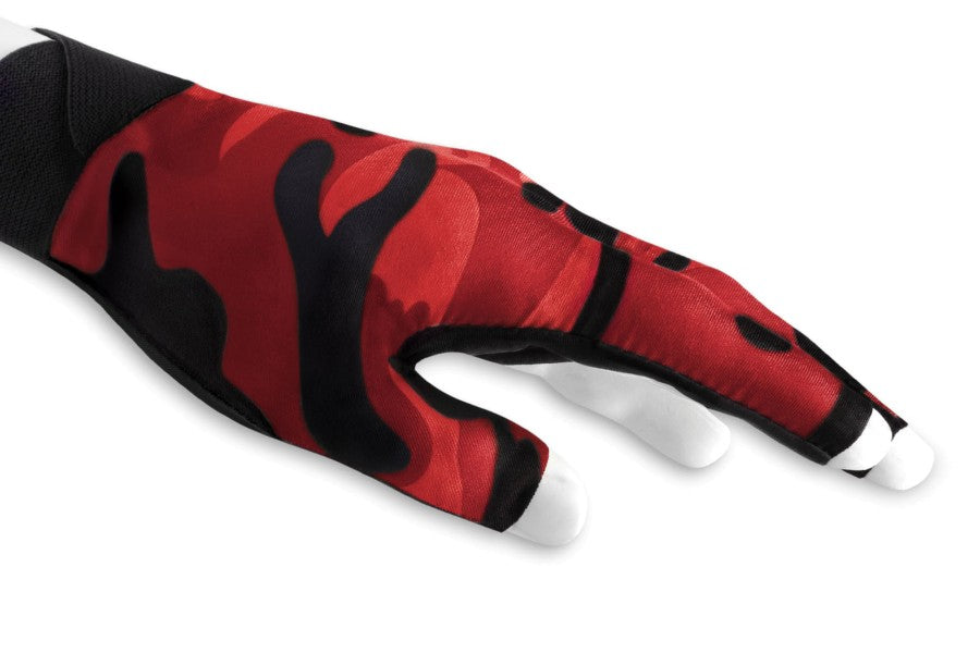 Handschuh, Poison Camo 3-Finger, schwarz-rot, für linke Hand, L&XL