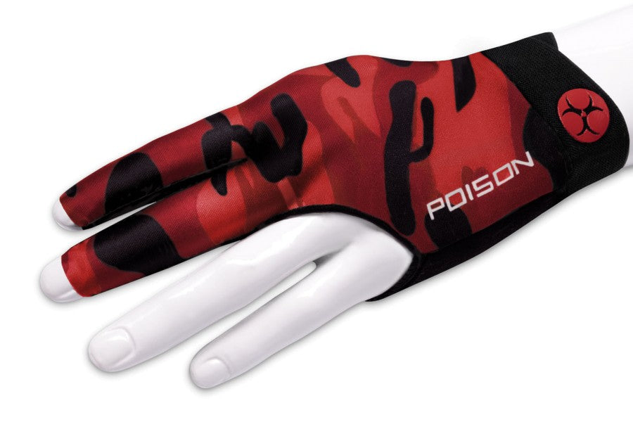 Handschuh, Poison Camo 3-Finger, schwarz-rot, für linke Hand, S&M