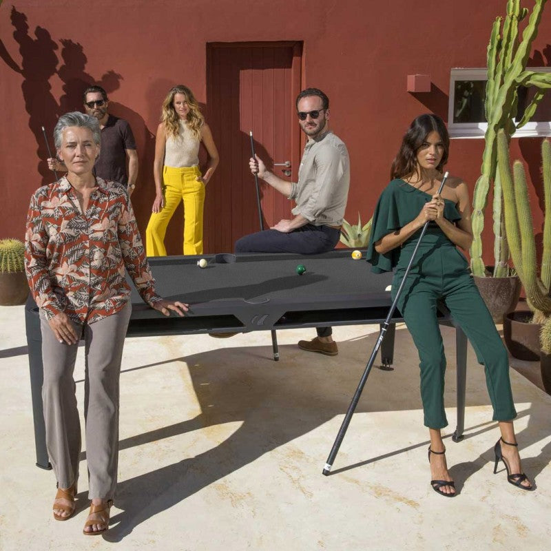 Billardtisch, Pool, Cornilleau Hyphen Outdoor, 7 ft. (Fuß), schwarz, Spielfläche: Dunkelgrau, Taschen: Terrakotta
