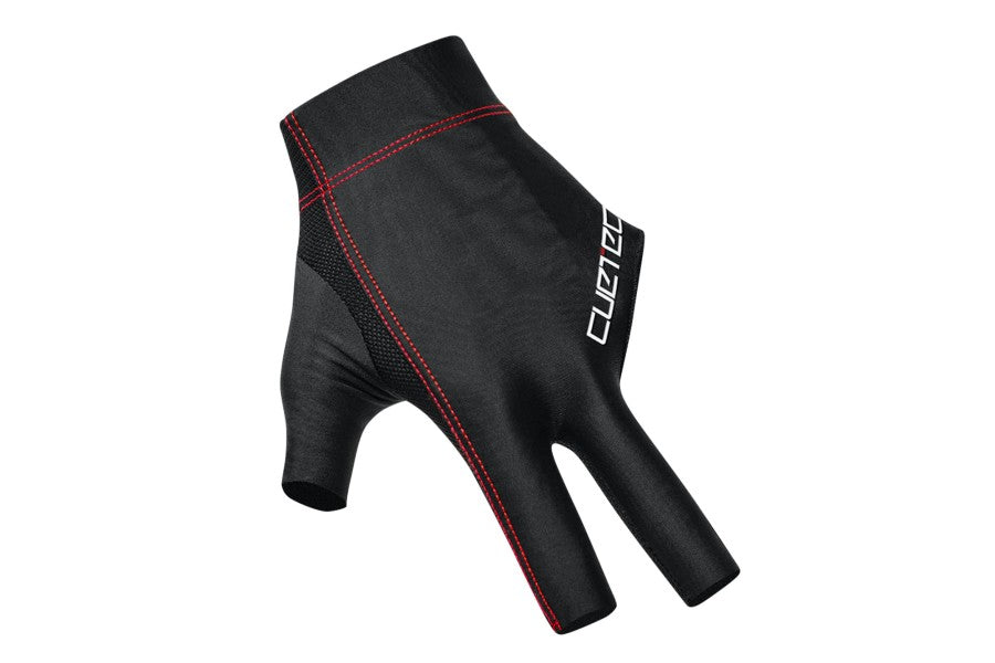 Handschuh, Cuetec Axis, 3-Finger, schwarz-rot, für linke Hand, S