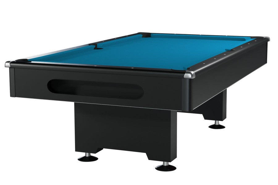 Billardtisch, Pool, Eliminator, 8 ft. (Fuß), schwarz, Clubtuch in 4 Farben wählbar (ohne Aufpreis), Clubtuch elektrikblau (ohne Aufpreis)
