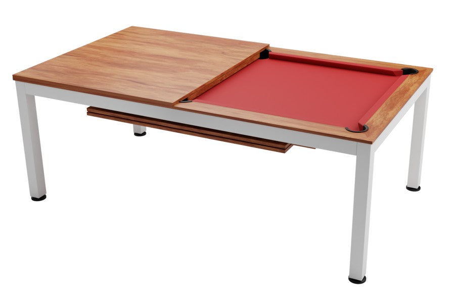 Billardtisch / Esstisch, Pool, Vancouver II, 7 ft. (Fuß), weiß/braun, Clubtuch