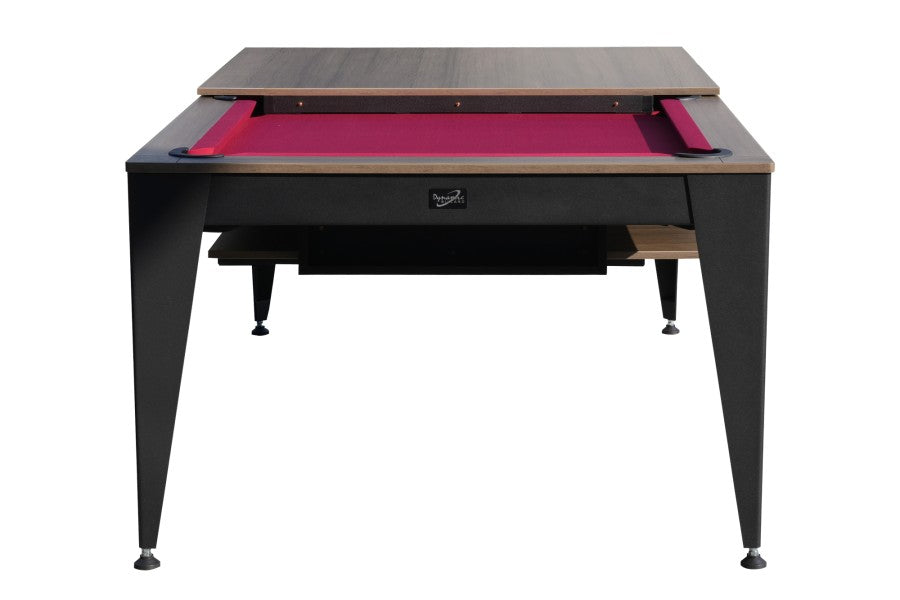 Billardtisch / Esstisch, Pool, Vancouver III, 7 ft. (Fuß), schwarz/braun, rotes Tuch