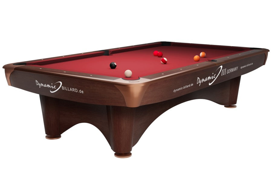 Billardtisch "Dynamic III", 9', braun, Pool, gebraucht, Simonis 760 rot