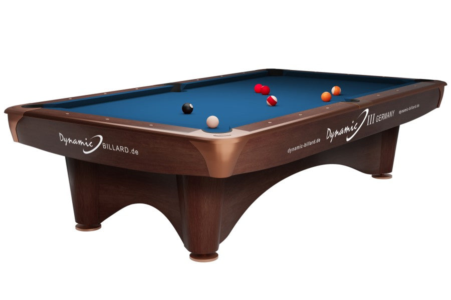 Billardtisch "Dynamic III", 9', braun, Pool, gebraucht, Simonis 860 royalblau