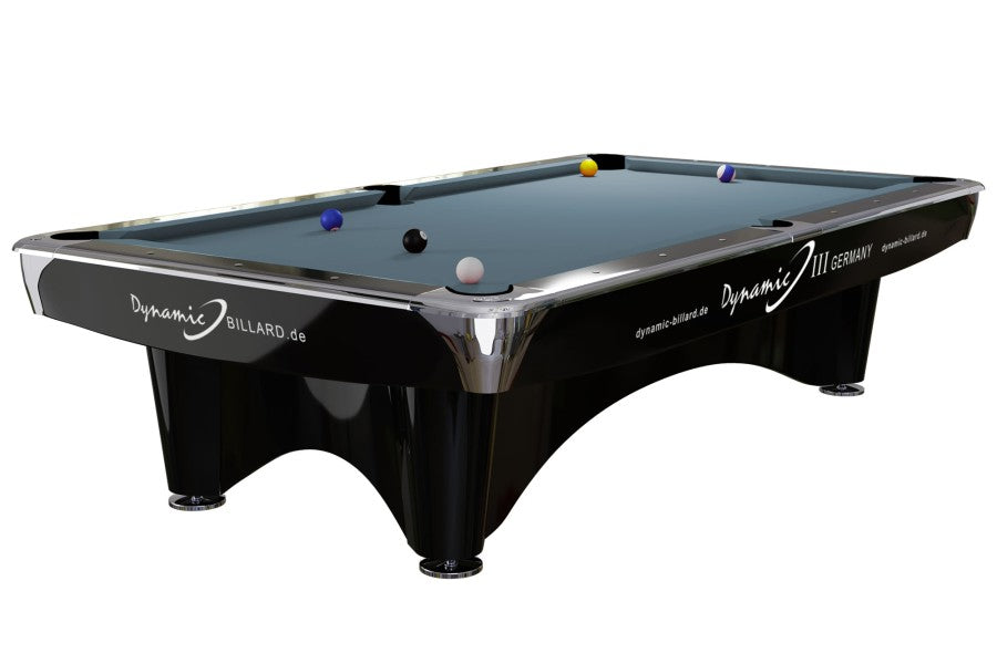 Billardtisch, gebraucht, Pool, Dynamic III, 9 ft. (Fuß), schwarz, Simonis 860 puderblau