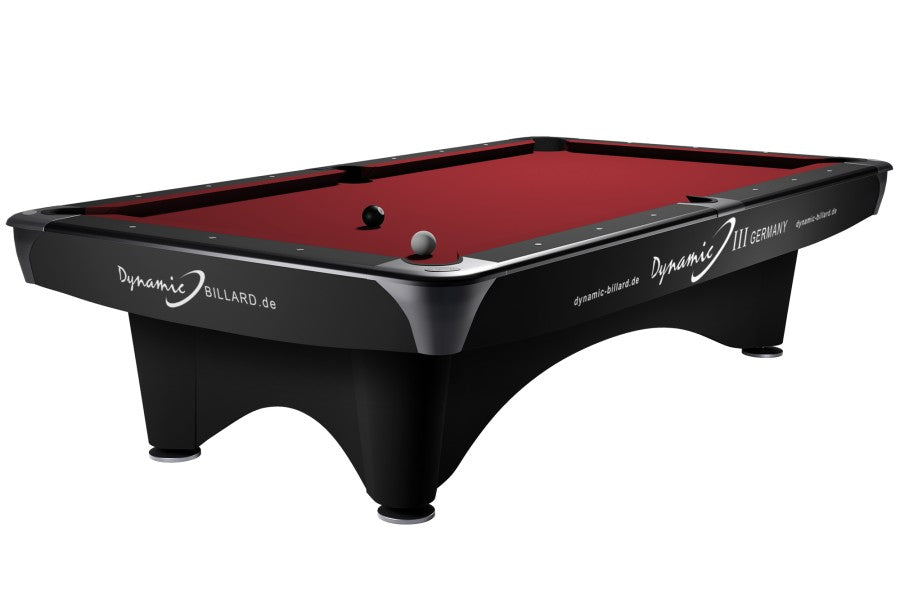 Billardtisch "Dynamic III", 9', matt schwarz, Pool, gebraucht, Simonis 760 rot