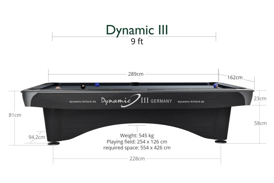 Billardtisch, Pool, Dynamic III, 9 ft. (Fuß), grau, gebraucht, Simonis 860 royalblau