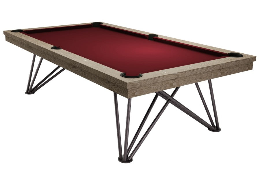 Billardtisch / Esstisch, Pool, Rasson Dauphine, gebeizte Eiche, 7 ft., Simonis 760 royalblau