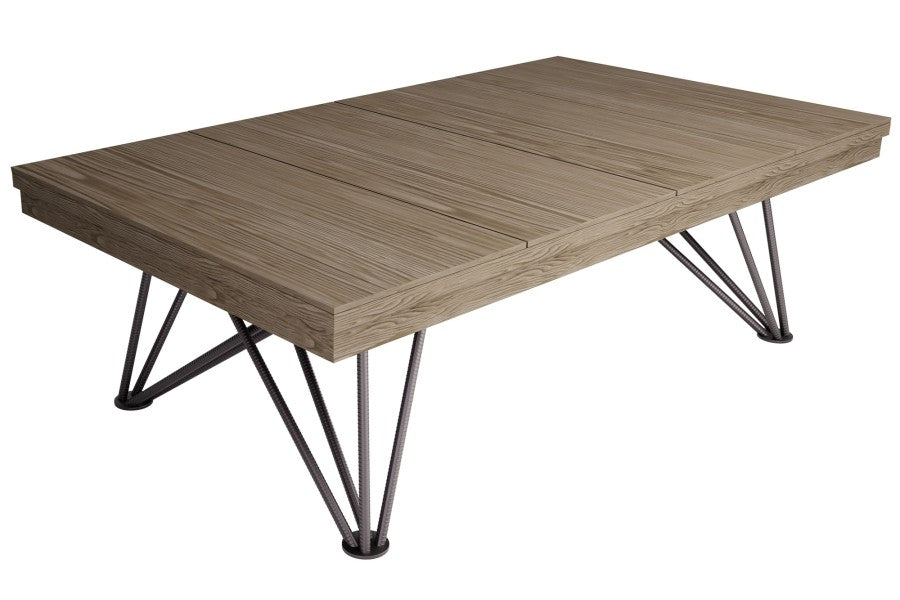 Billardtisch / Esstisch, Pool, Rasson Dauphine, gebeizte Eiche, 7 ft., Simonis 760 turnierblau