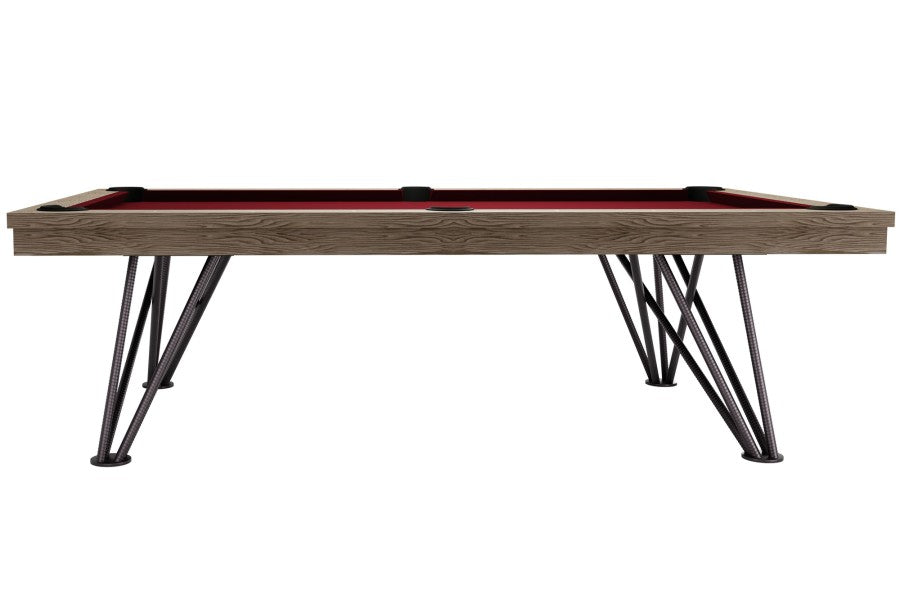 Billardtisch / Esstisch, Pool, Rasson Dauphine, gebeizte Eiche, 7 ft., Simonis 760 puderblau