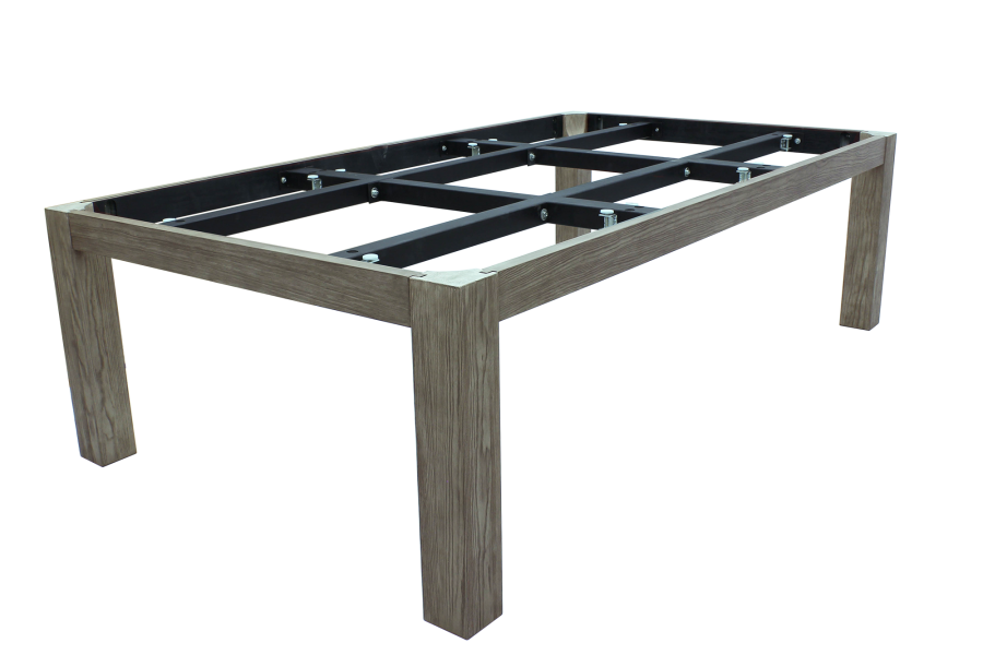 Billardtisch / Esstisch, Pool, Rasson Penelope II, inkl. Abdeckplatte, gebeiztes Holz, 7 ft., Simonis 860 rot