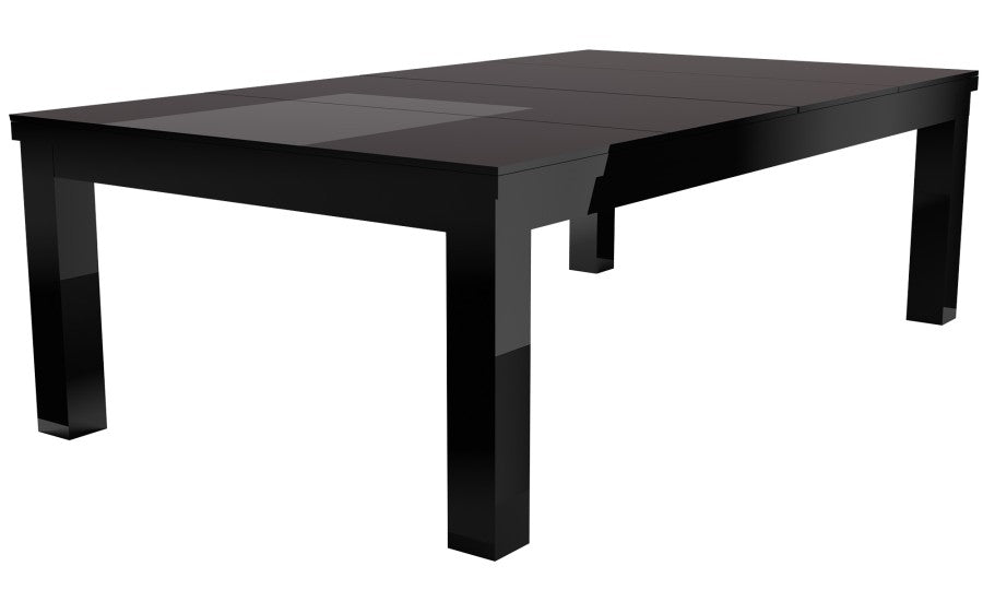 Billardtisch / Esstisch, Pool, Rasson Penelope II, inkl. Abdeckplatte, schwarz-glänzend, 7 ft., Simonis 860 puderblau