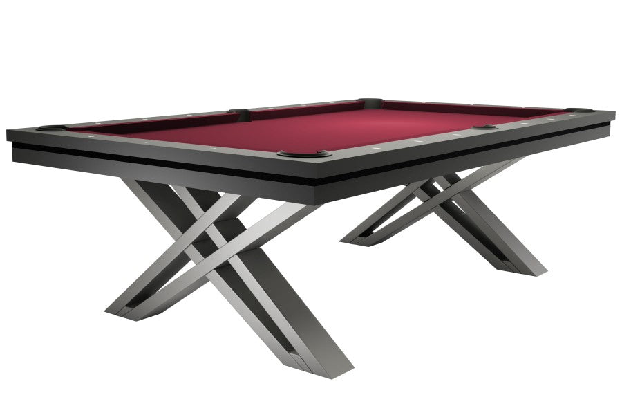 Billardtisch / Esstisch, Pool, Rasson Pierce, 8 ft. (Fuß), dunkelgrau, Clubtuch burgund