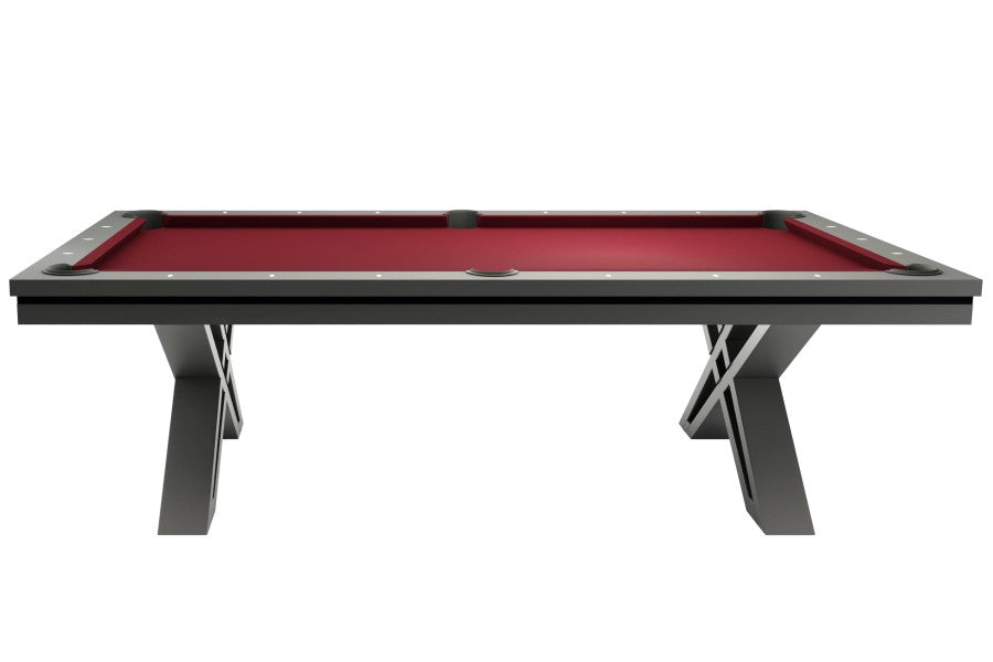 Billardtisch / Esstisch, Pool, Rasson Pierce, 8 ft. (Fuß), dunkelgrau, Clubtuch burgund