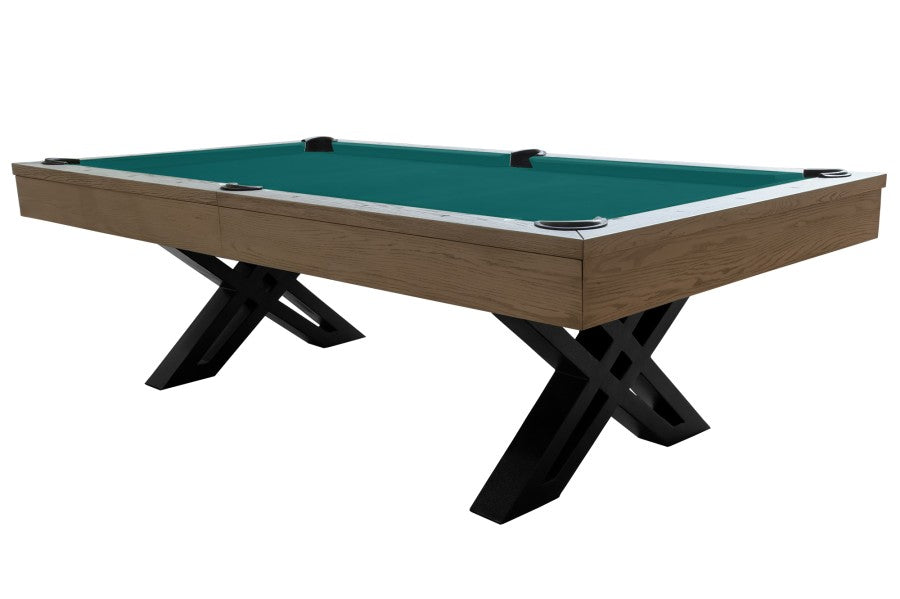 Billardtisch, Pool, X-Con, 8 ft. (Fuß), graue Eiche, Simonis 860 blaugrün