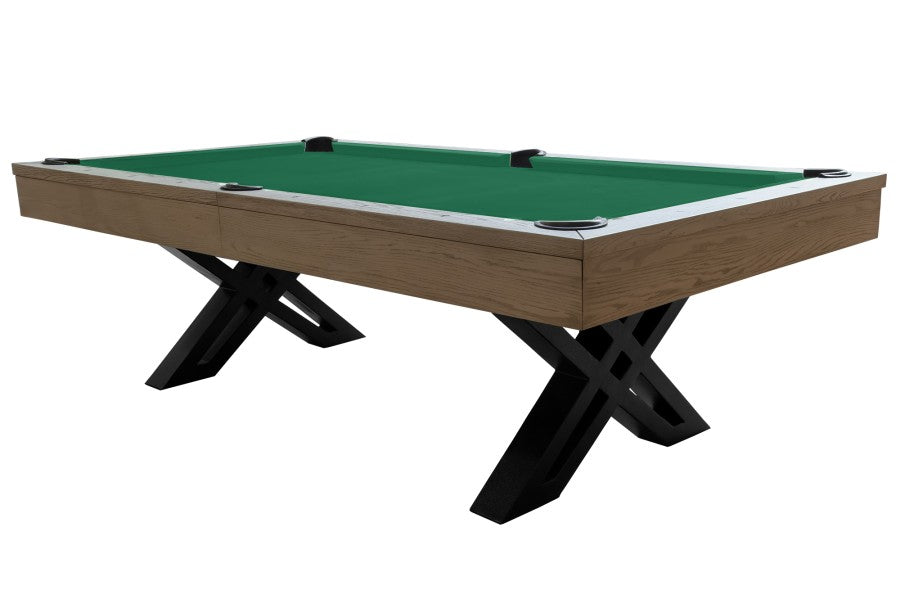 Billardtisch, Pool, X-Con, 8 ft. (Fuß), graue Eiche, Clubtuch gelbgrün
