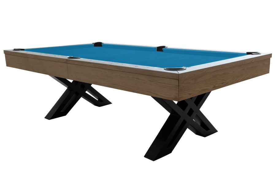 Billardtisch, Pool, X-Con, 8 ft. (Fuß), graue Eiche, Simonis 860 turnierblau