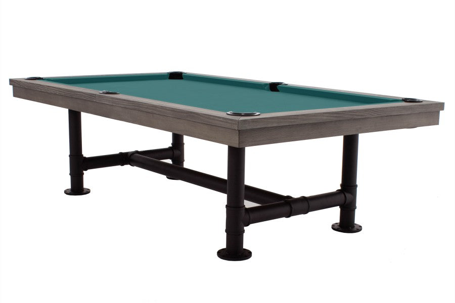 Billardtisch / Esstisch, Pool, Rasson Bedford, grau gebeizt, 7 ft., Simonis 860 blaugrün