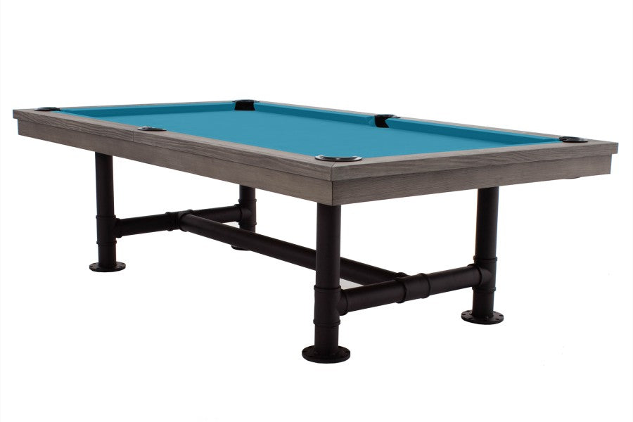 Billardtisch / Esstisch, Pool, Rasson Bedford, grau gebeizt, 7 ft., Simonis 860 elektrikblau