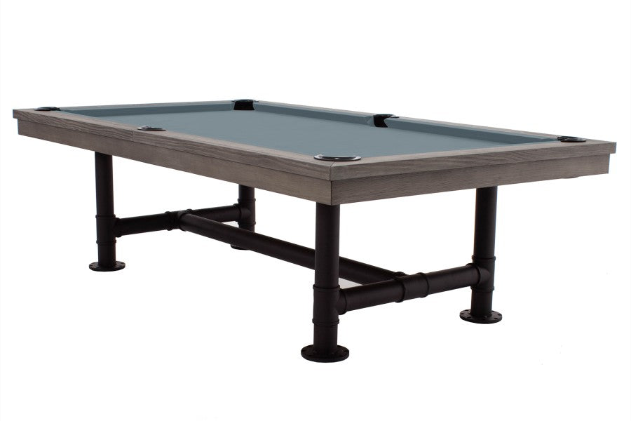 Billardtisch / Esstisch, Pool, Rasson Bedford, grau gebeizt, 8 ft., Simonis 760 puderblau