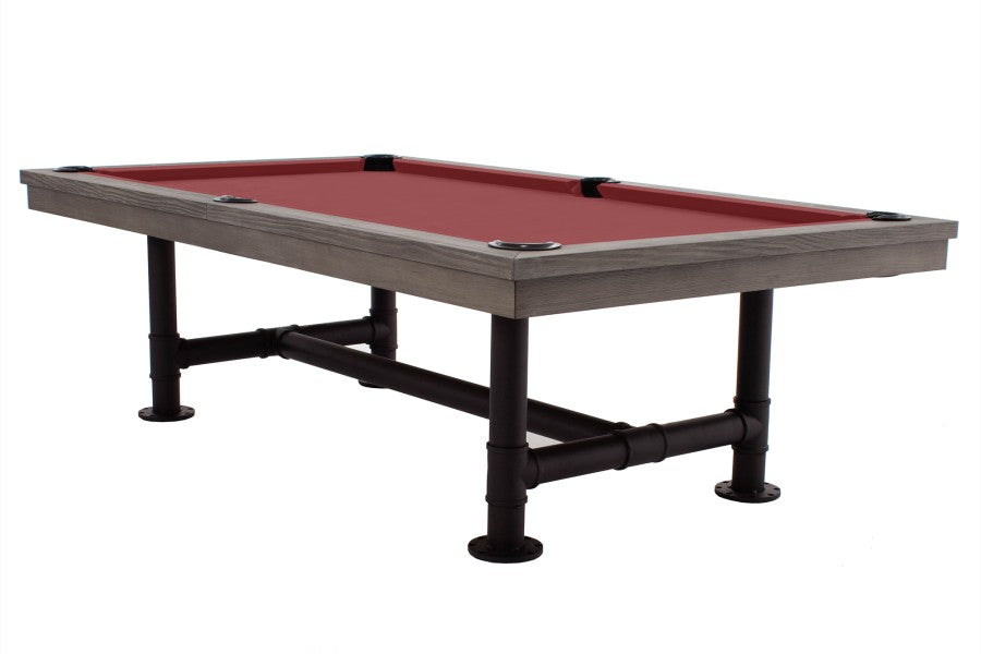 Billardtisch / Esstisch, Pool, Rasson Bedford, grau gebeizt, 7 ft., Simonis 860 rot