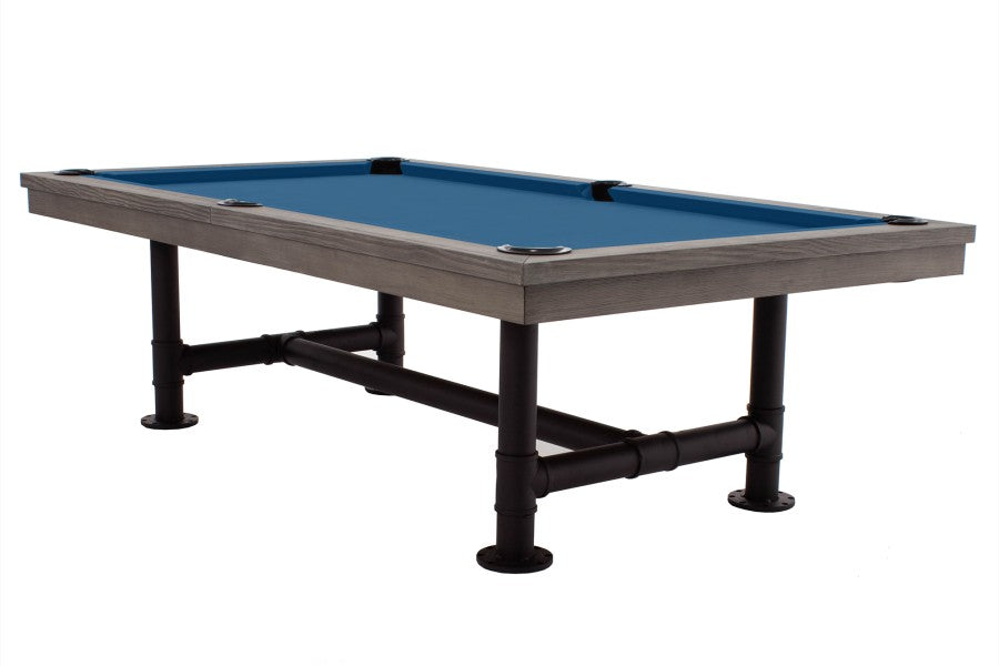 Billardtisch / Esstisch, Pool, Rasson Bedford, grau gebeizt, 7 ft., Simonis 860 royalblau