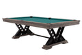 Billardtisch / Esstisch, Pool, Rasson Vienna, 8 ft. (Fuß), gebeiztes Holz mit Grauton-Trübung, Simonis 760 blaugrün