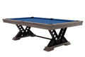 Billardtisch / Esstisch, Pool, Rasson Vienna, 8 ft. (Fuß), gebeiztes Holz mit Grauton-Trübung, Simonis 860 royalblau