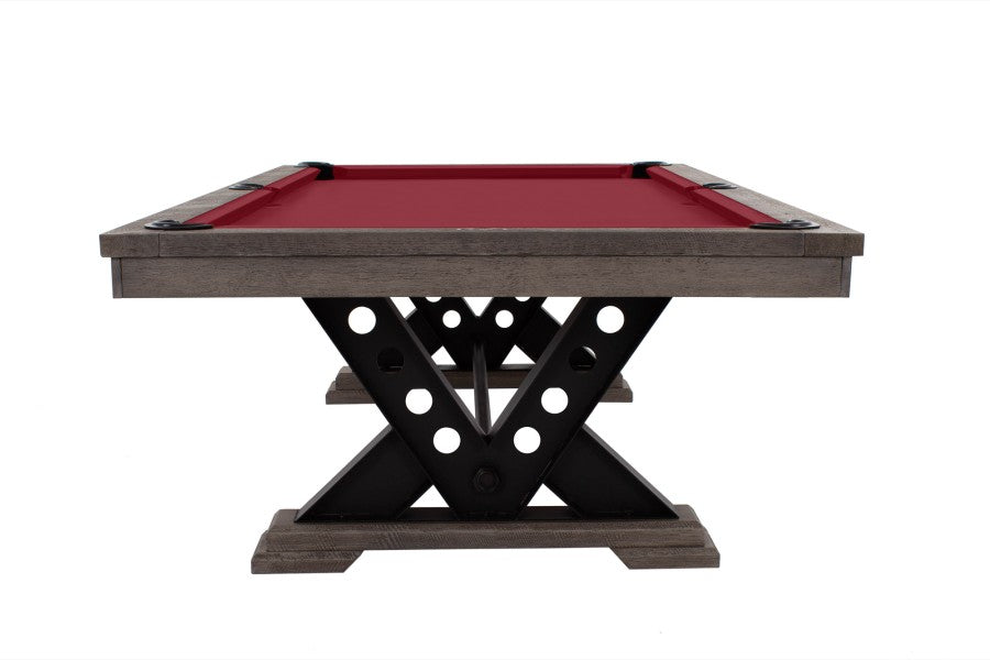 Billardtisch / Esstisch, Pool, Rasson Vienna, 8 ft. (Fuß), gebeiztes Holz mit Grauton-Trübung, Simonis 860 gelbgrün