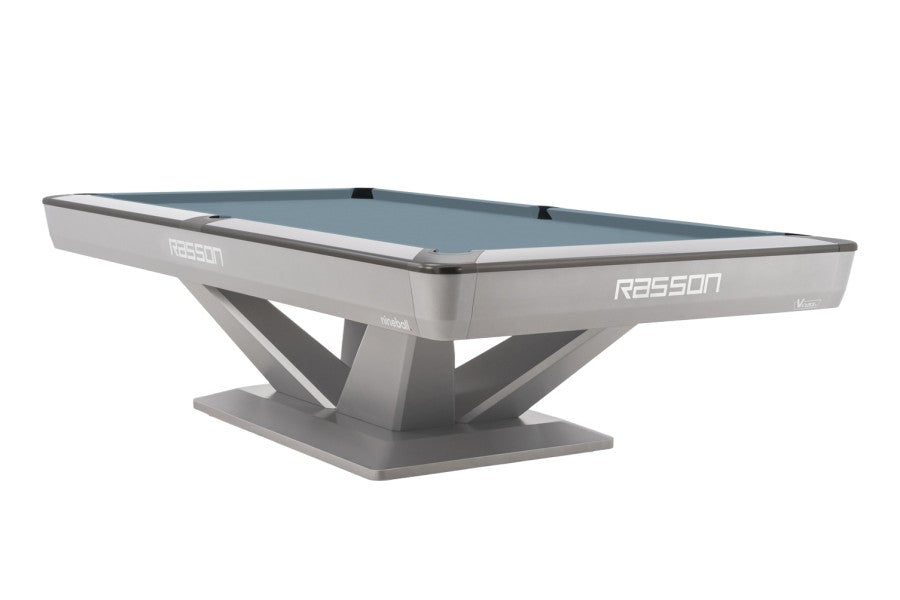Billardtisch, Pool, Rasson Victory III, silber, CLUB Taschenmaß, 8 ft., Simonis 860 puderblau