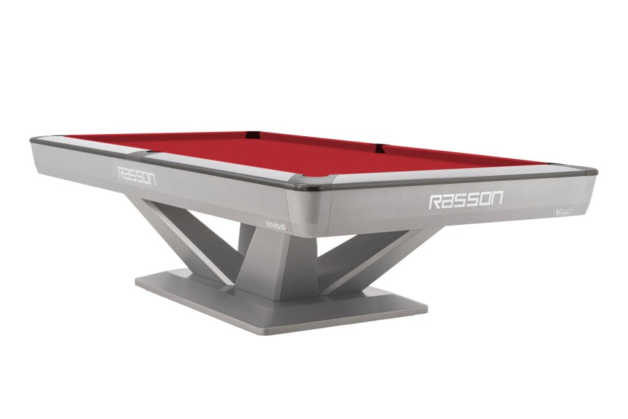 Billardtisch, Pool, Rasson Victory III, silber, CLUB Taschenmaß, 8 ft., Simonis 860 rot