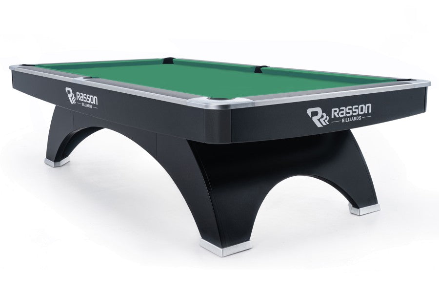 Billardtisch, Pool, Rasson Ox, 9 ft. (Fuß), schwarz, EPBF Taschenmaß, Simonis 860 gelbgrün