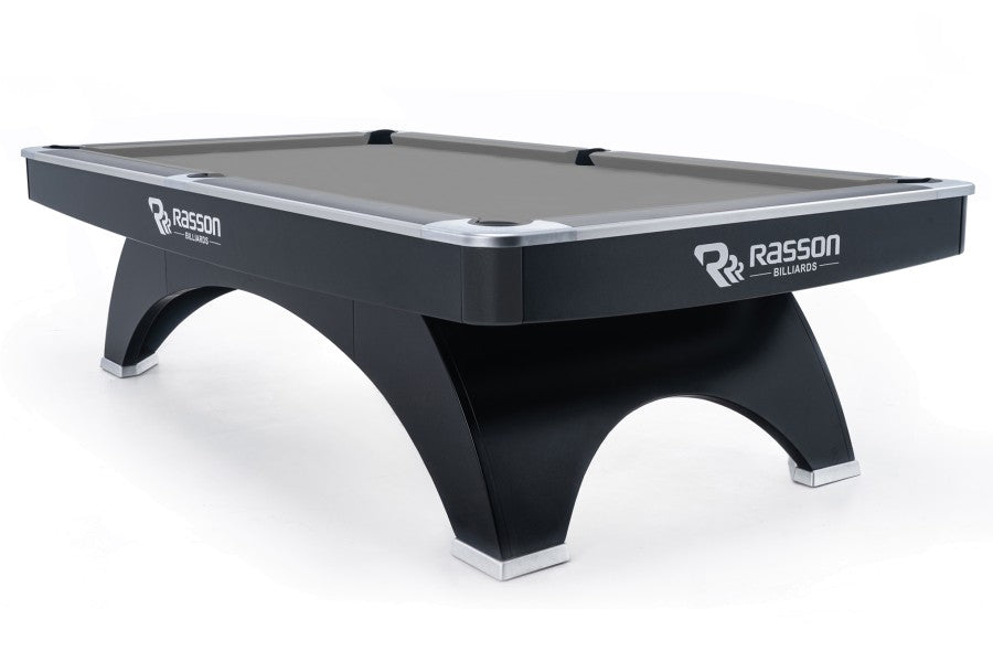 Billardtisch, Pool, Rasson Ox, 9 ft. (Fuß), schwarz, MATCHROOM Taschenmaß, Simonis 860 grau