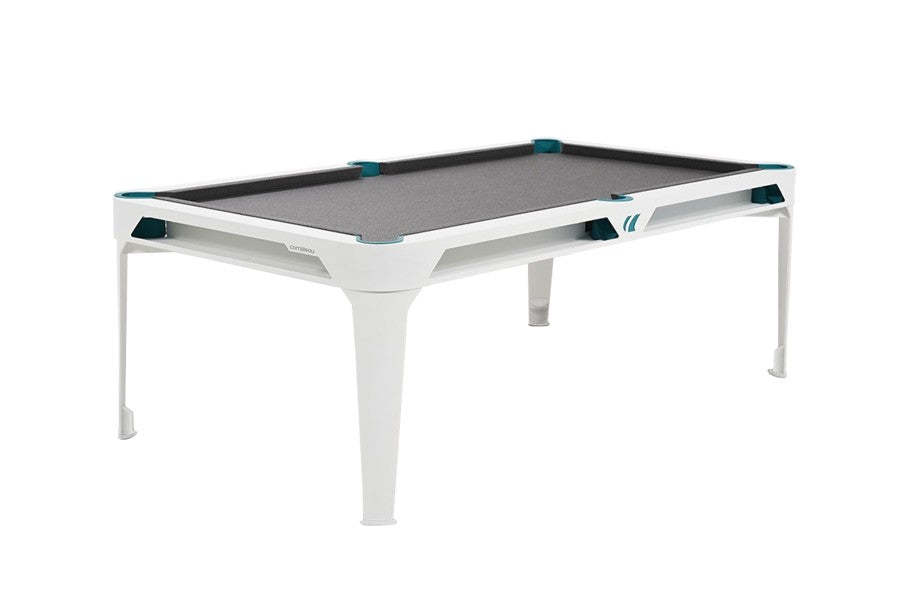 Billardtisch, Pool, Cornilleau Hyphen Outdoor, 7 ft. (Fuß), weiß, Spielfläche: Hellgrau, Taschen: Meergrün
