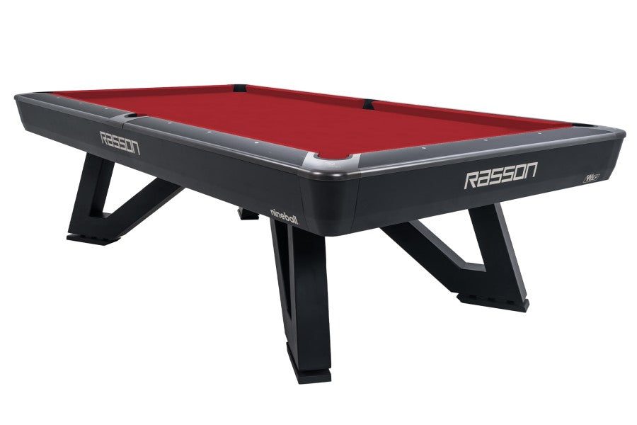 Billardtisch, Pool, Rasson Wolf, 9 ft. (Fuß), schwarz, EPBF Taschenmaß, Simonis 860 rot