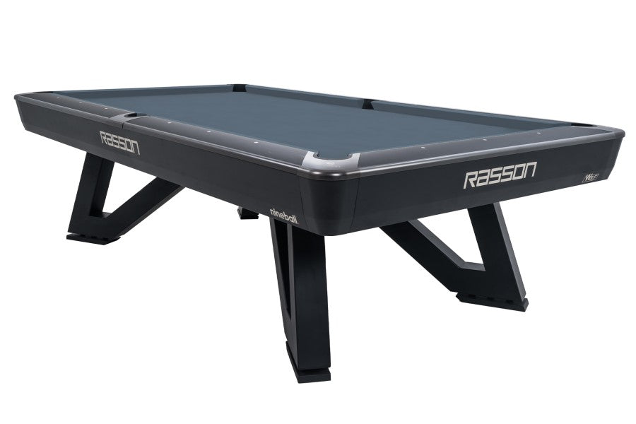 Billardtisch, Pool, Rasson Wolf, 9 ft. (Fuß), schwarz, MATCHROOM Taschenmaß, Simonis 860 shark grey