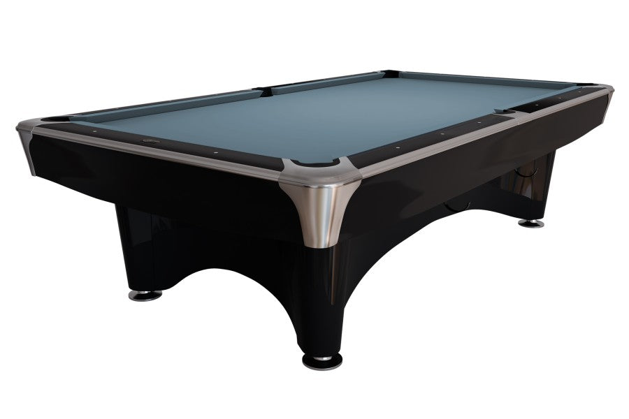 Billardtisch, Pool, Dynamic IV, glänzend schwarz, 8 ft., Simonis 860 puderblau