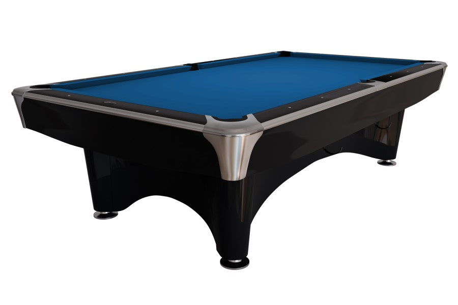 Billardtisch, Pool, Dynamic IV, glänzend schwarz, 8 ft., Simonis 860 royalblau