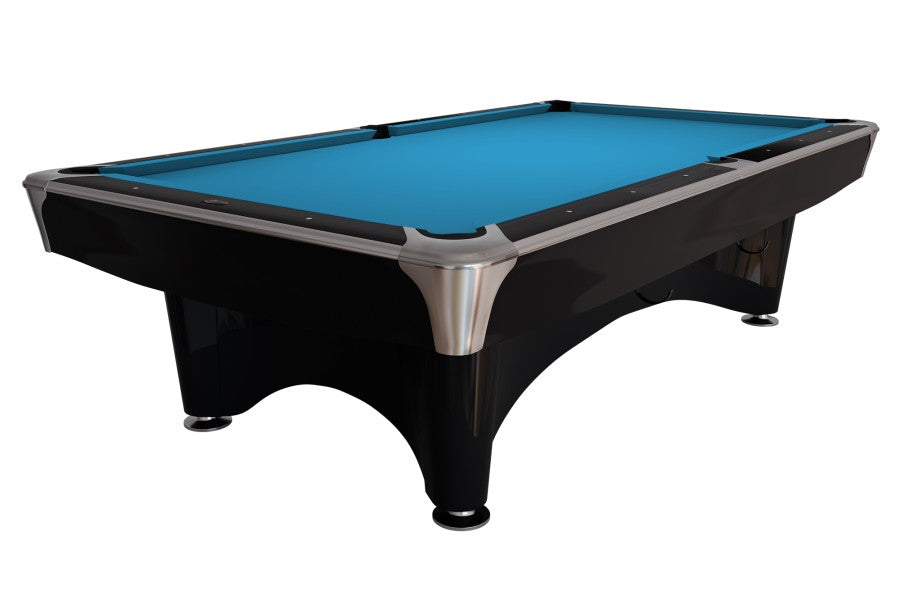 Billardtisch, Pool, Dynamic IV, glänzend schwarz, 9 ft., Simonis 760 turnierblau