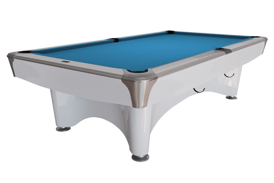 Billardtisch, Pool, Dynamic IV, 9 ft. (Fuß), glänzend-weiß, Simonis 760 elektrikblau