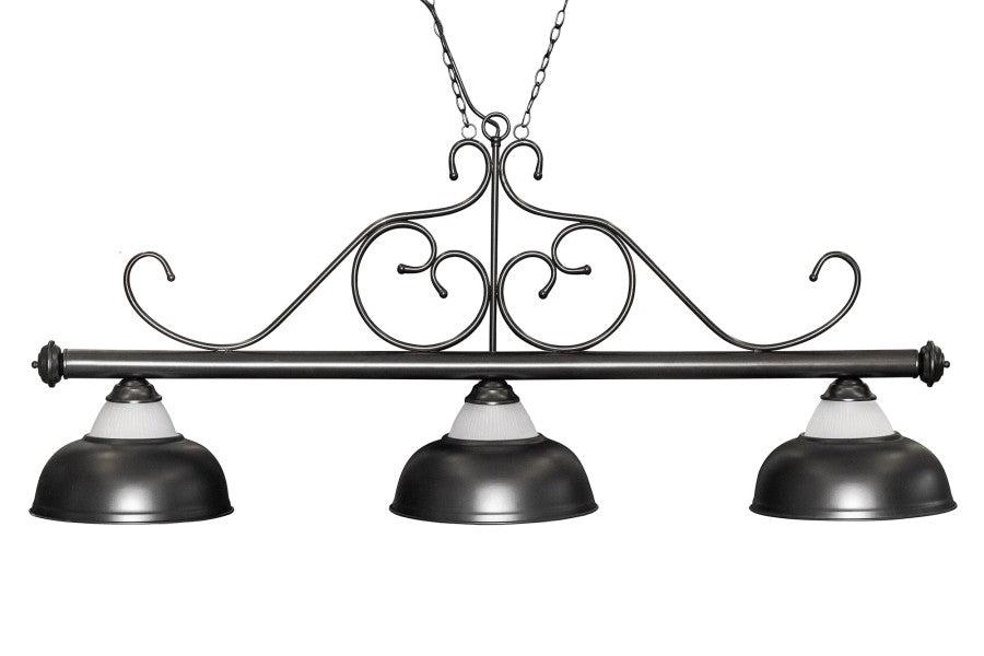 Billardlampe, Opera, 3 Schirme, schwarz, Ø 38 cm, 156 cm